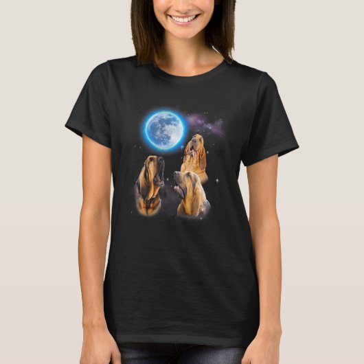 Three Bloodhound Howling At Moon   Dog  Costume Tシャツ (正面)
