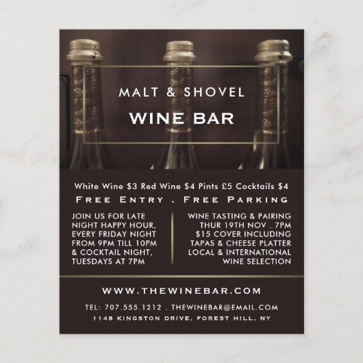 Three Bottle Display, Wine Bar/Winery Advertising チラシ (正面)