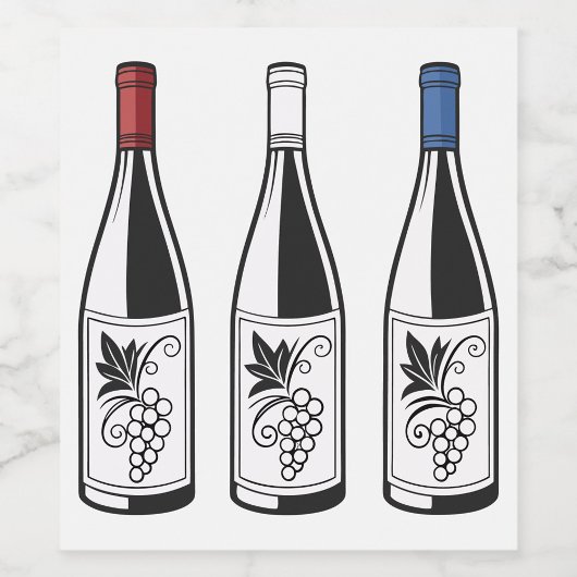 Three Bottles Food and Beverage Label Set ワインラベル