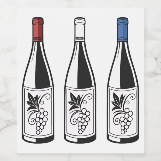 Three Bottles Food and Beverage Label Set ワインラベル (シングルラベル)