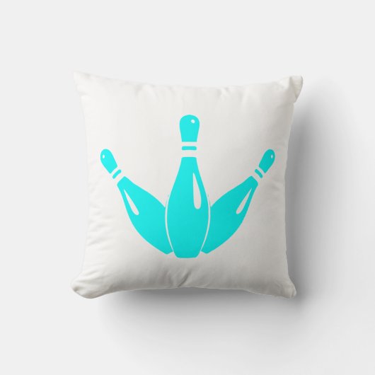 Three Bowling Pins Aqua Blue クッション (正面)