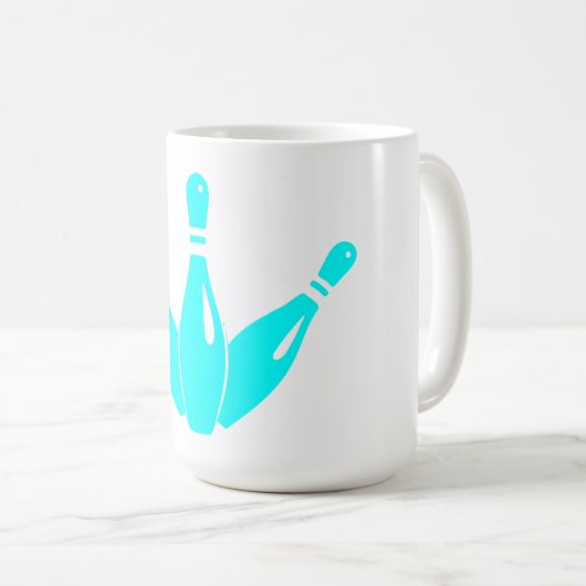Three Bowling Pins Aqua Blue コーヒーマグカップ (正面右)
