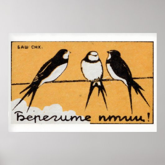 Three Brids - Matchbox Print - Aesthetic Wall Art ポスター (正面)