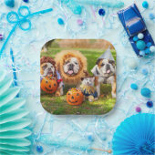 Three Bulldogs in Costumes ペーパープレート (パーティー)