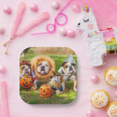 Three Bulldogs in Costumes ペーパープレート (パーティー)