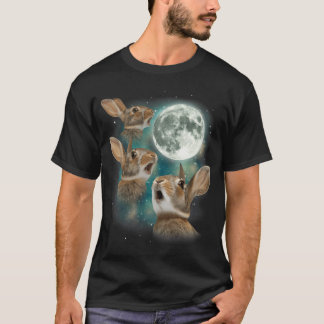 Three Bunny Moon 3 Rabbit Meme Humorous Cute Tシャツ