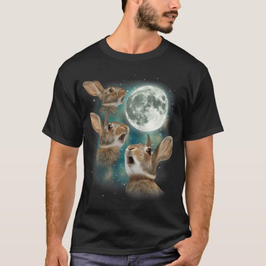 Three Bunny Moon 3 Rabbit Meme Humorous Cute Tシャツ (正面)