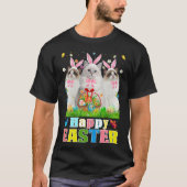 Three Bunny Ragdoll Cats & Easter Egg Basket Easte Tシャツ (正面)
