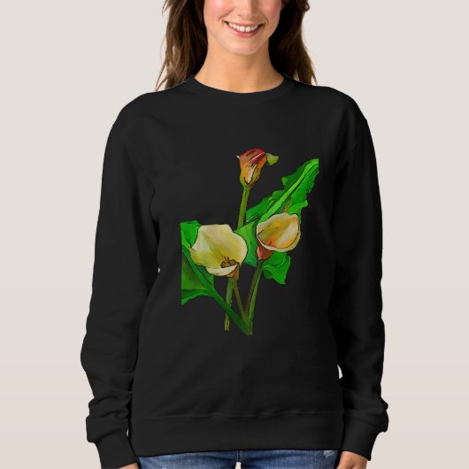 Three Calla Lilies Black Outline スウェットシャツ (正面)