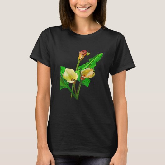 Three Calla Lilies Black Outline Tシャツ (正面)