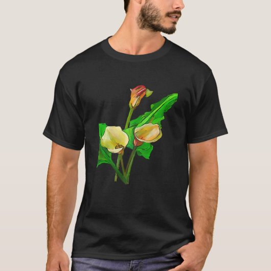 Three Calla Lilies Black Outline Tシャツ (正面)