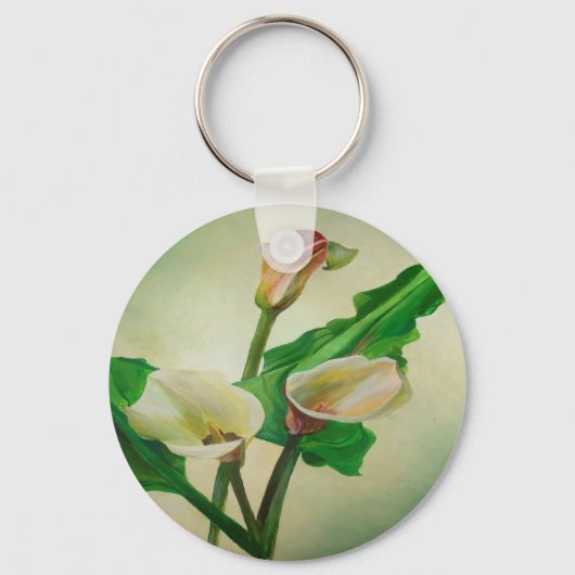 Three Calla Lilies Stunning Botanical Acrylic キーホルダー (正面)