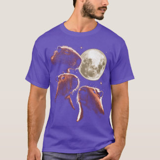Three Capybara Moon Funny Capybara Meme Mystical C Tシャツ