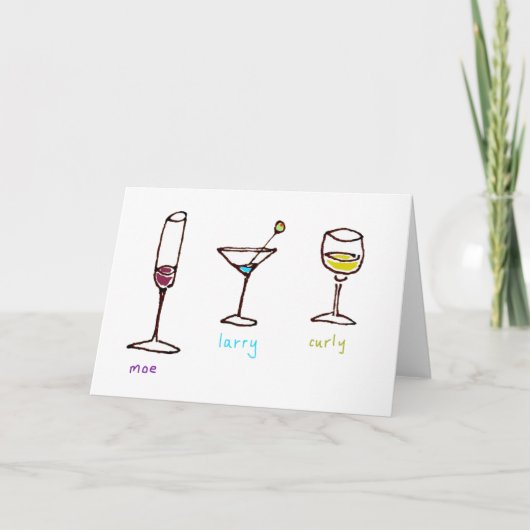 Three Cartoon Drinks Stooges Folded Greeting Card カード (正面)