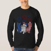 Three Cat 4th Of July American Flag Patriotic Cat Tシャツ (正面)