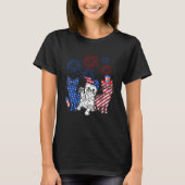 Three Cat 4th Of July American Flag Patriotic Cat Tシャツ (正面)