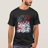 Three Cat 4th Of July American Flag Patriotic Cat Tシャツ (正面)