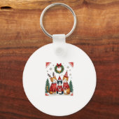 Three Cat Funny Christmas Cat Ugly Xmas Sweater Me キーホルダー (正面)