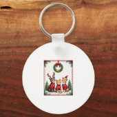 Three Cat Funny Christmas Cat Ugly Xmas Sweater Me キーホルダー (正面)