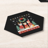 Three Cat Funny Christmas Cat Ugly Xmas Sweater Me ペーパーコースター (アングル)
