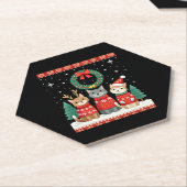 Three Cat Funny Christmas Cat Ugly Xmas Sweater Me ペーパーコースター (アングル)