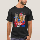 Three Cat Happy 4th Of July Balloon  Independence  Tシャツ (正面)