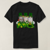 Three Cat Shamrock St Patricks Day Meowy Irish Gif Tシャツ (デザイン正面)