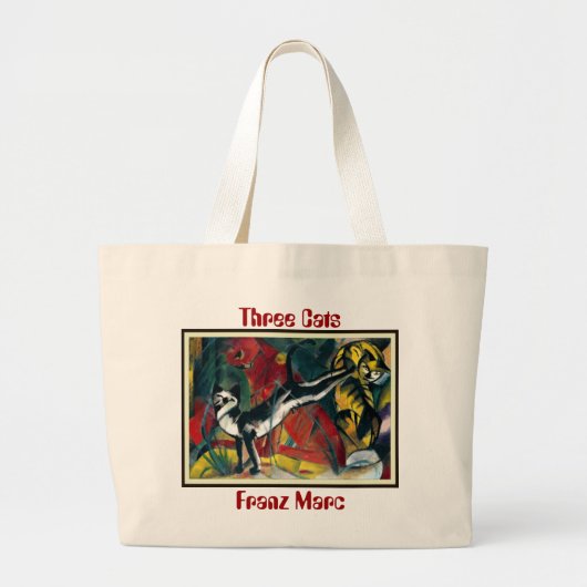 Three Cats by Franz Marc - Canvas Tote Bag ラージトートバッグ (正面)
