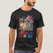 Three Cats Happy 4th Of July Cat  Independence Day Tシャツ (正面)