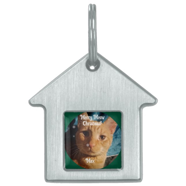 Three Cats Photos, Personalized Christmas  ペットネームタグ (正面)