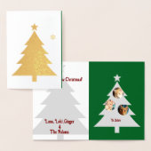 Three Cats Photos, Personalized Christmas  箔カード (ディスプレー)