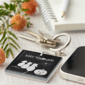 Three Cats, Pumpkin, and Spider Halloween キーホルダー (正面右)