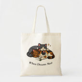 Three Cats Where Dreams Meet トートバッグ (正面)