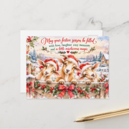 Three Cheeky Christmas Goats – Festive Watercolour シーズンポストカード