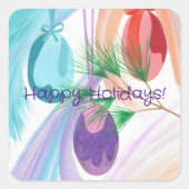 Three Christmas Balls Happy Holidays Stickers スクエアシール (正面)