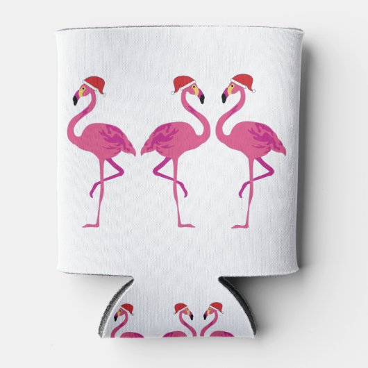 Three Christmas Flamingos 缶クーラー (正面)