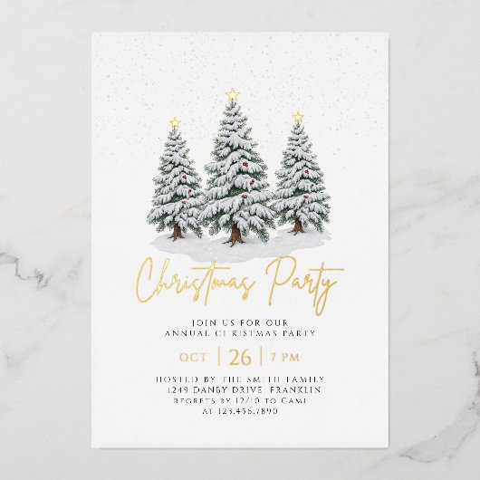 Three Christmas Trees Holiday Party  箔招待状 (正面)