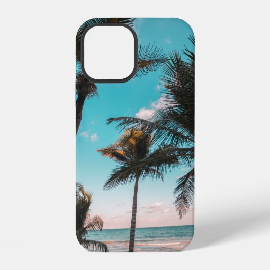 Three coconut trees on seashore iPhoneケース (裏面)