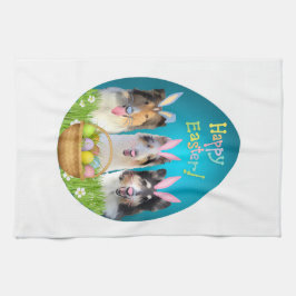 Three Collie Bunny キッチンタオル