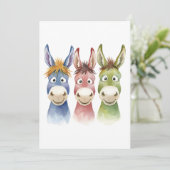 Three Colorful Cartoon Donkeys in Watercolor Style 招待状 (スタンド正面)