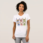 Three Colorful Cartoon Donkeys in Watercolor Style Tシャツ (正面フル)