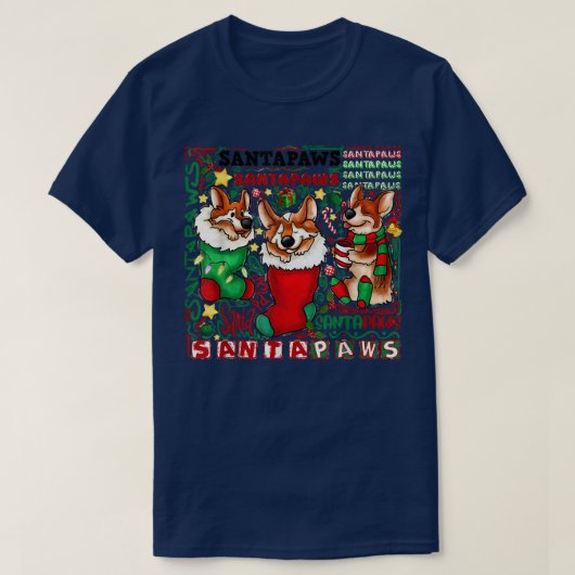 Three Corgi In Sock Christmas Santa Xmas 343 Tシャツ (デザイン正面)