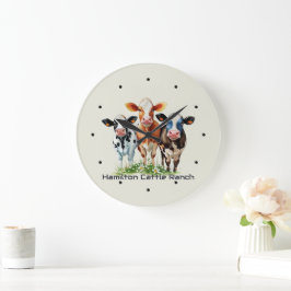 Three Cows Humorous Personalized  ラージ壁時計