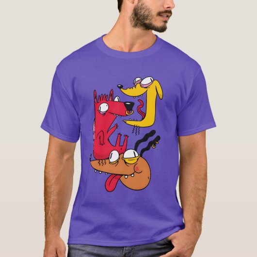 Three Crazy Dogs ギフト  ふざけた Tシャツ (正面)