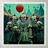 Three Creepy Clowns Skull Fear Design ポスター (正面)