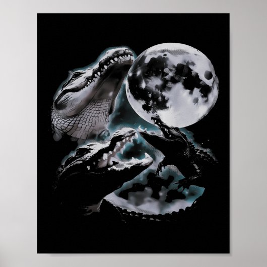 Three Crocodiles Moon Funny 3 Alligator Dead Moon  ポスター (正面)