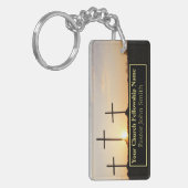 Three Crosses Sunrise Church Pastor Business キーホルダー (正面左)