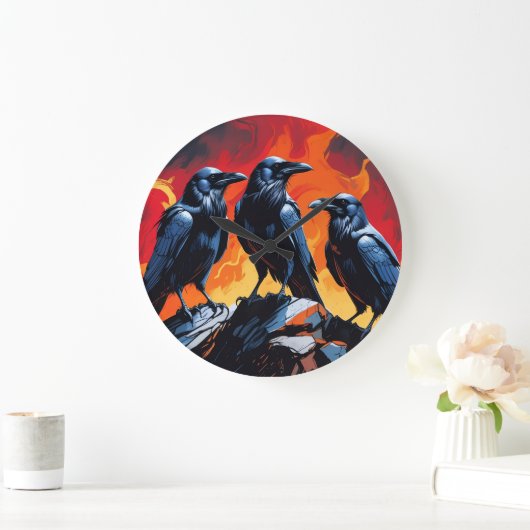 Three Crows ラージ壁時計 (ホーム)