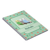 Three Cute Budgies Floral Cherry Spiral Notebook ノートブック (右側)