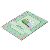 Three Cute Budgies Floral Cherry Spiral Notebook ノートブック (左側)